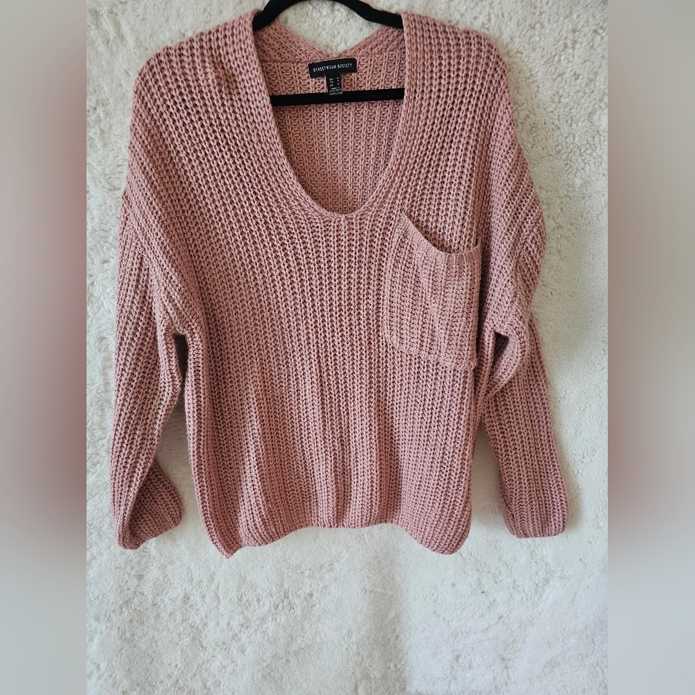 2 For $20- Streetwear Society Pink V-Neck Sweater
